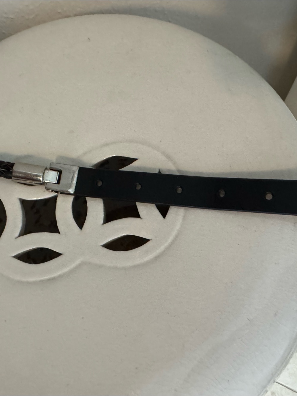 Steve Madden Braided Leather Belt with Silver Buckle - Black - Picture 3 of 6